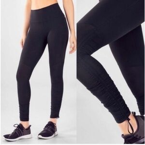 Fabletics Womens Black Foldover PureLuxe Legging Ruched Scrunch Leg Legging L